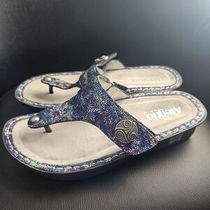 Nwot Alegria Carina Purple Swell Womens Leather Flip Flop Size 38/7.5-8